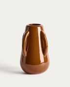 Japandi Vase Odra – Keramik, Braun, 25,5 cm – Produktansicht