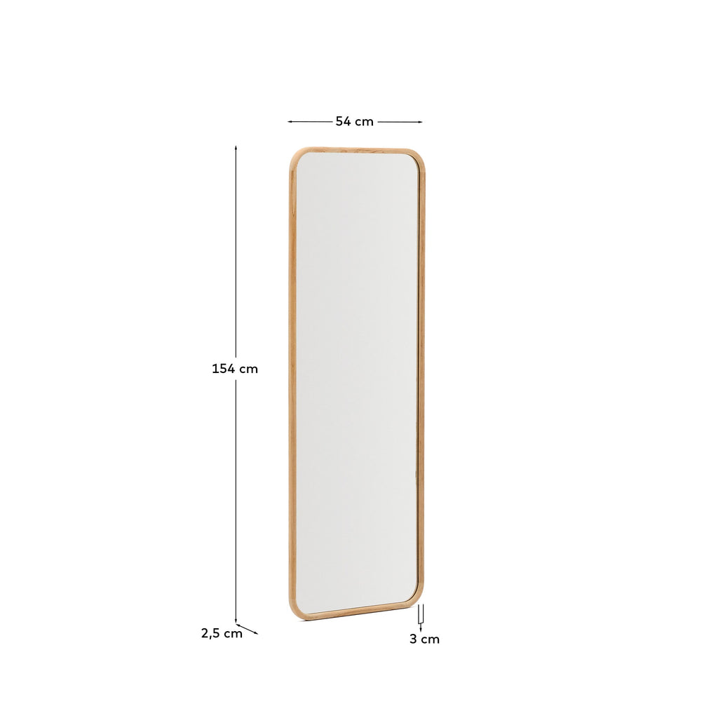 Japandi Spiegel Milsa – Glas, Braun, 54 × 154 cm – weitere Ansicht