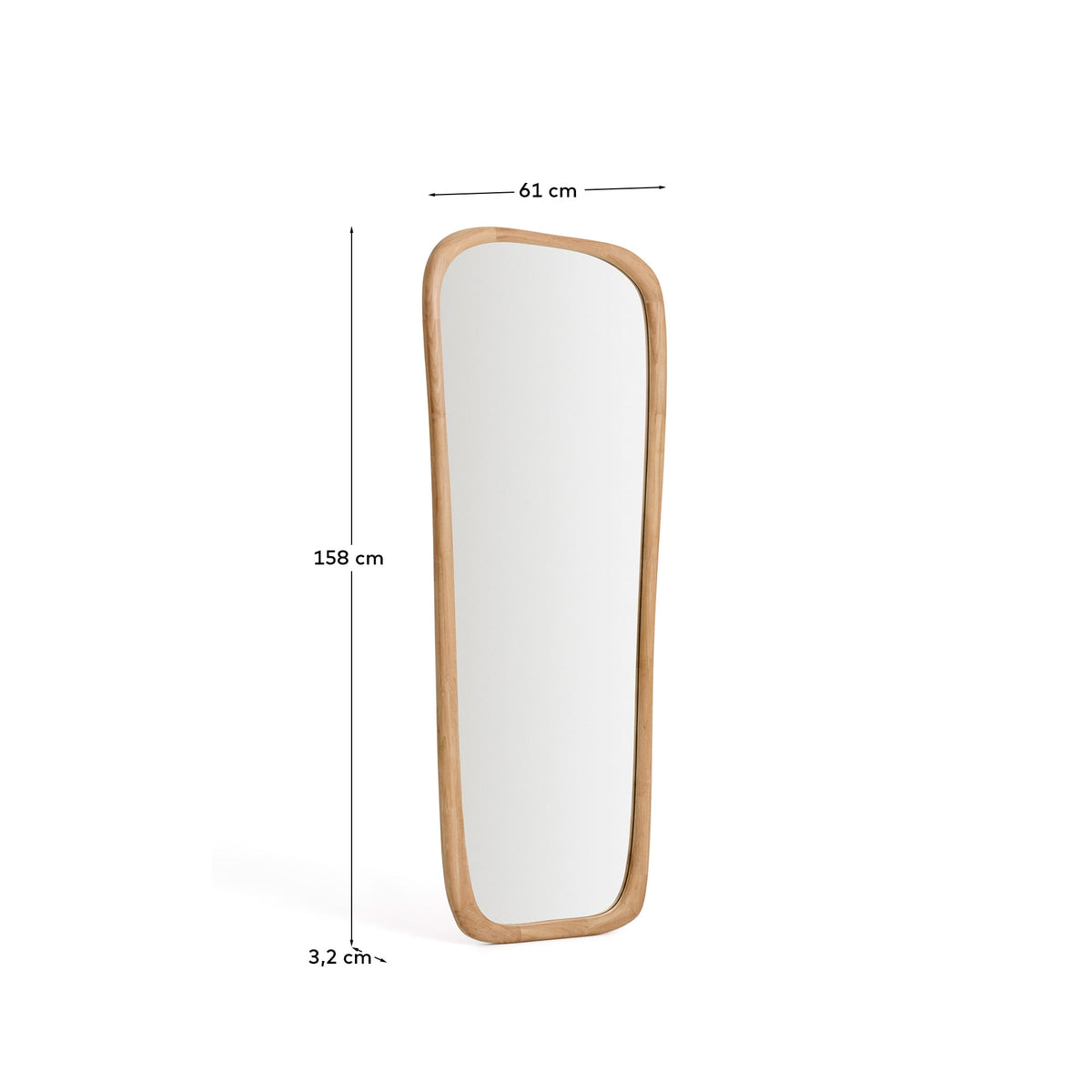 Japandi Spiegel Alura – Glas, Braun, 158 × 61 cm – weitere Ansicht