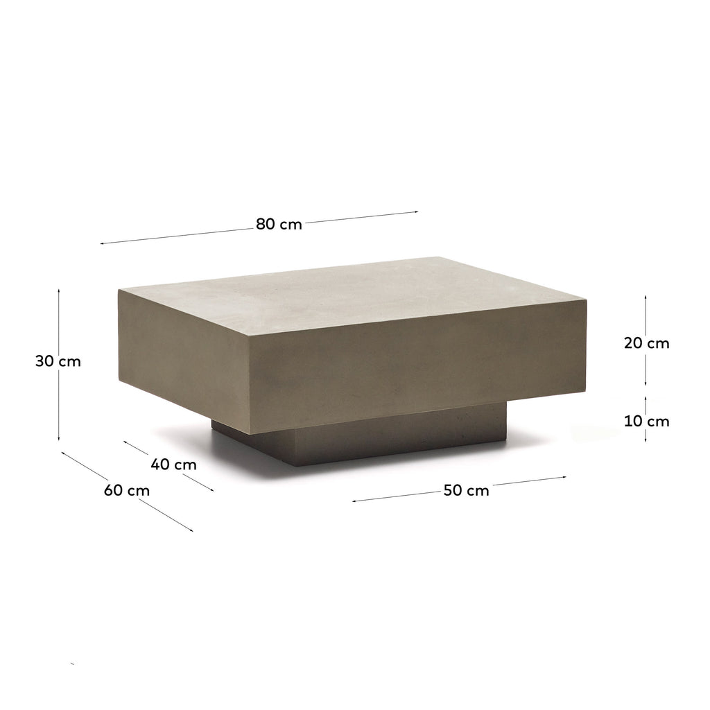 Japandi Couchtisch Rustella – Zement, Grau, 80 × 60 cm – weitere Ansicht