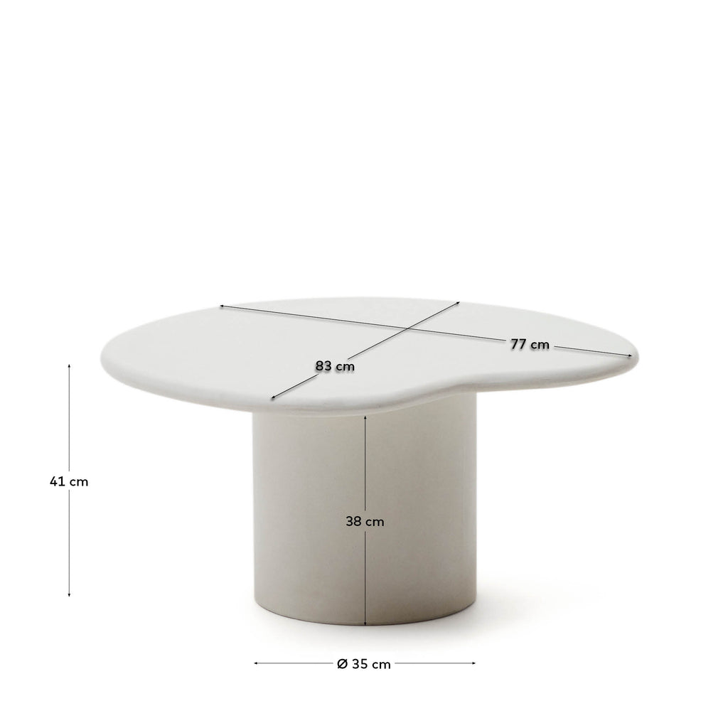 Japandi Couchtisch Macarella – Zement, Weiß, 83 × 77 cm – weitere Ansicht