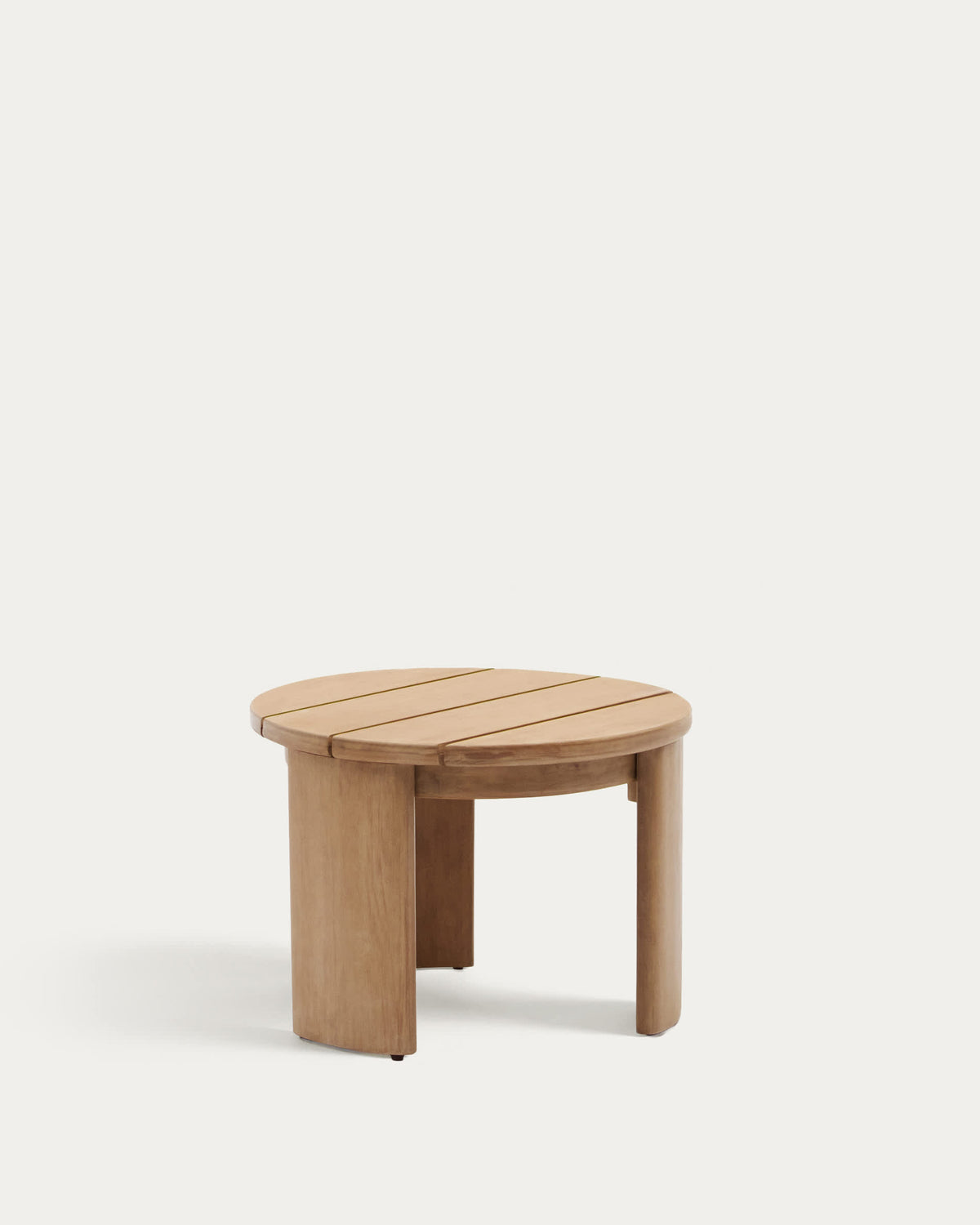 Japandi Beistelltisch Xoriguer – Massivholz, Braun, Ø 60 cm – Produktansicht