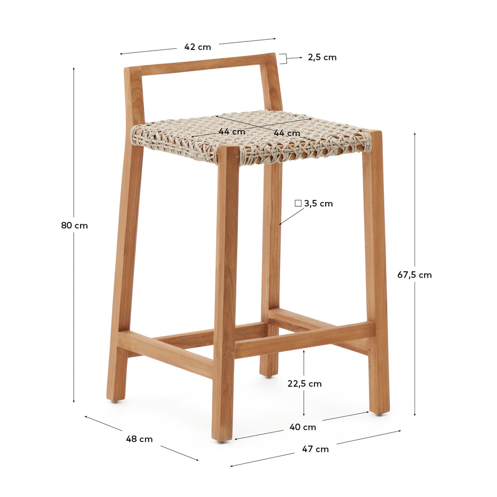 Japandi Hocker Giverola – Teakholz, Braun, 67,5 cm – weitere Ansicht