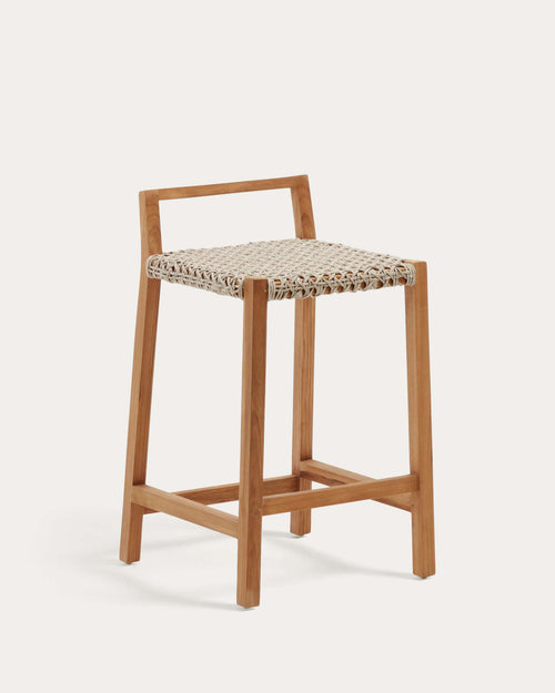 Japandi Hocker Giverola – Teakholz, Braun, 67,5 cm – Produktansicht