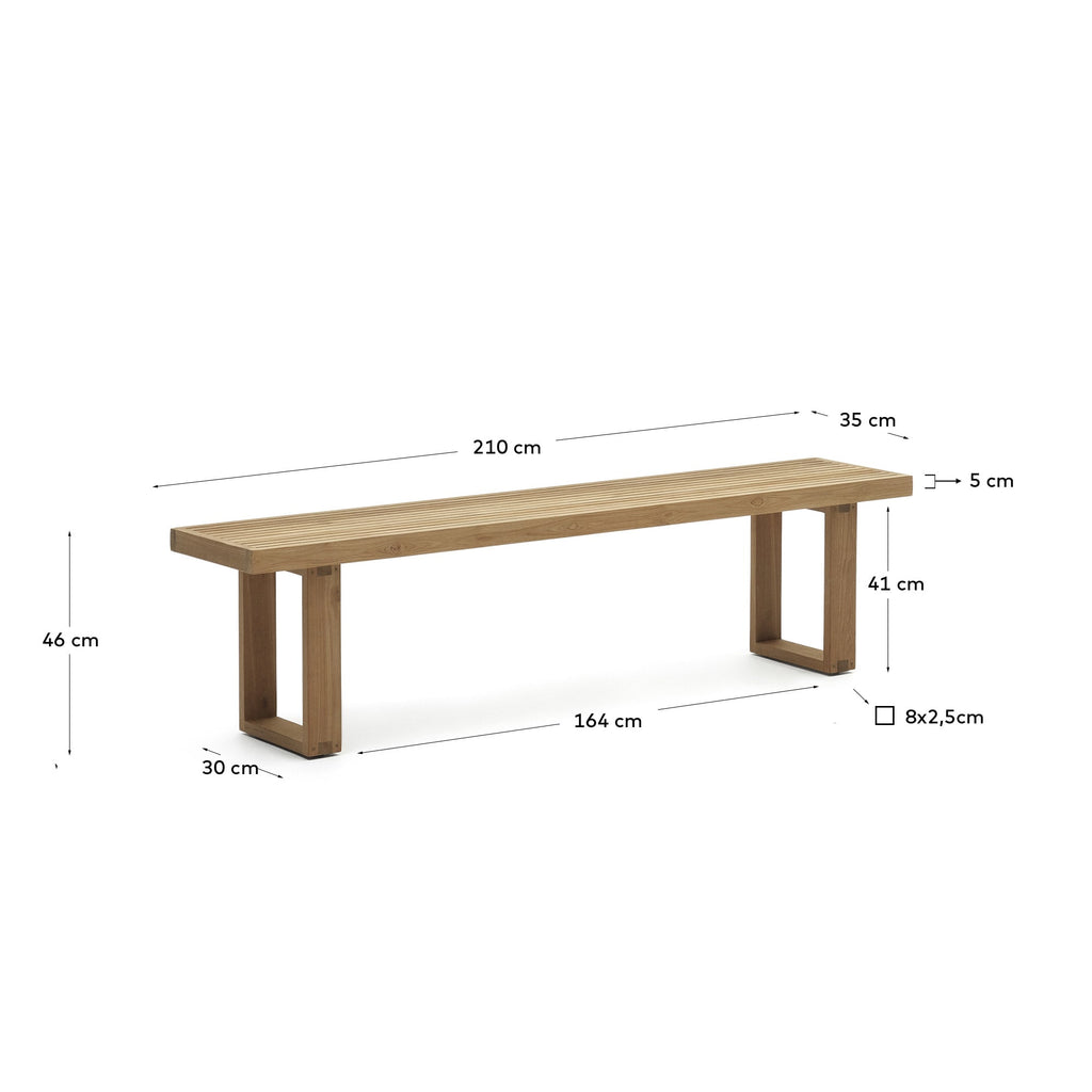 Japandi Bank Canadell – Teakholz, Braun, 210 cm – weitere Ansicht