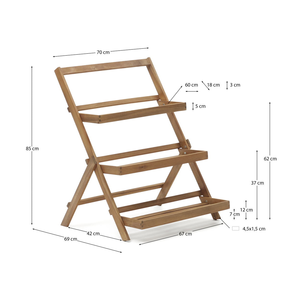 Japandi Regal Victora – Akazie, Braun, 70 × 85 cm – weitere Ansicht