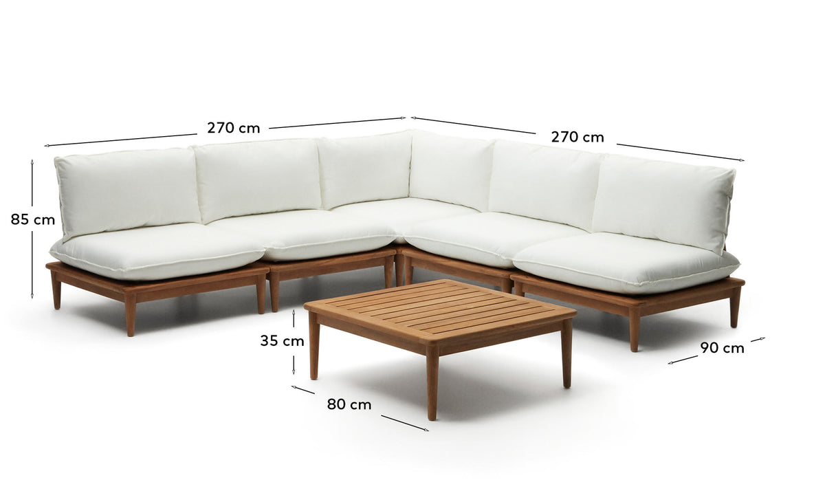 Japandi Lounge-Set Portitxol – 5 Sitze, 1 Tisch, Weiß – weitere Ansicht