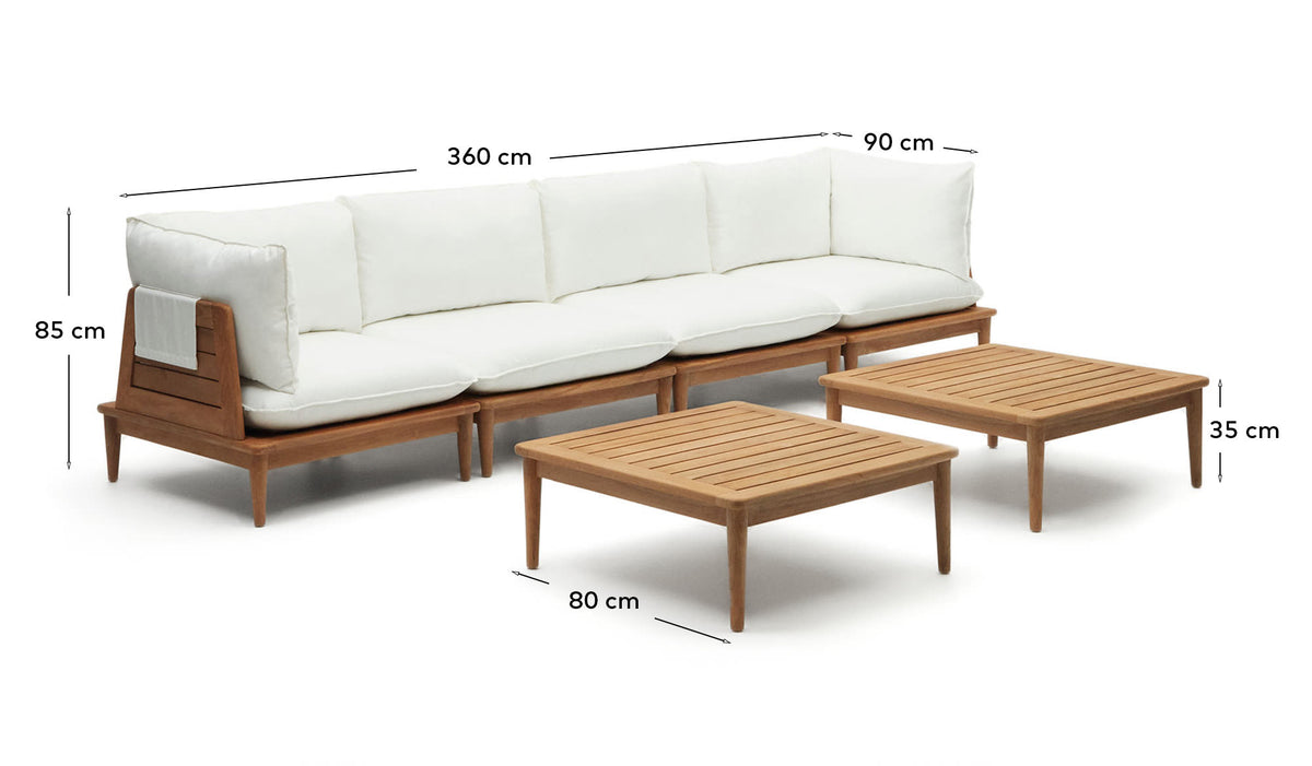 Japandi Lounge-Set Portitxol – 4 Sitze, 2 Tische, Weiß – weitere Ansicht