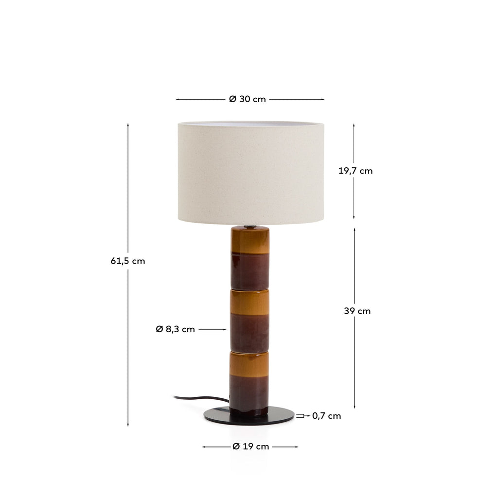 Japandi Tischlampe Mavran – Keramik, Braun – weitere Ansicht