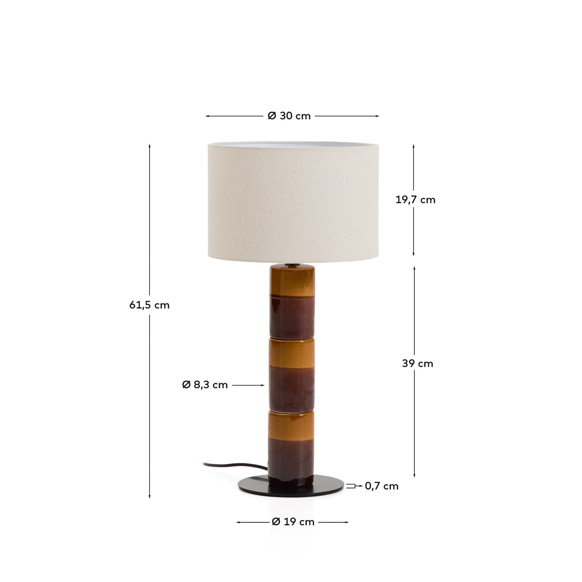 Japandi Tischlampe Mavran – Keramik, Braun – weitere Ansicht