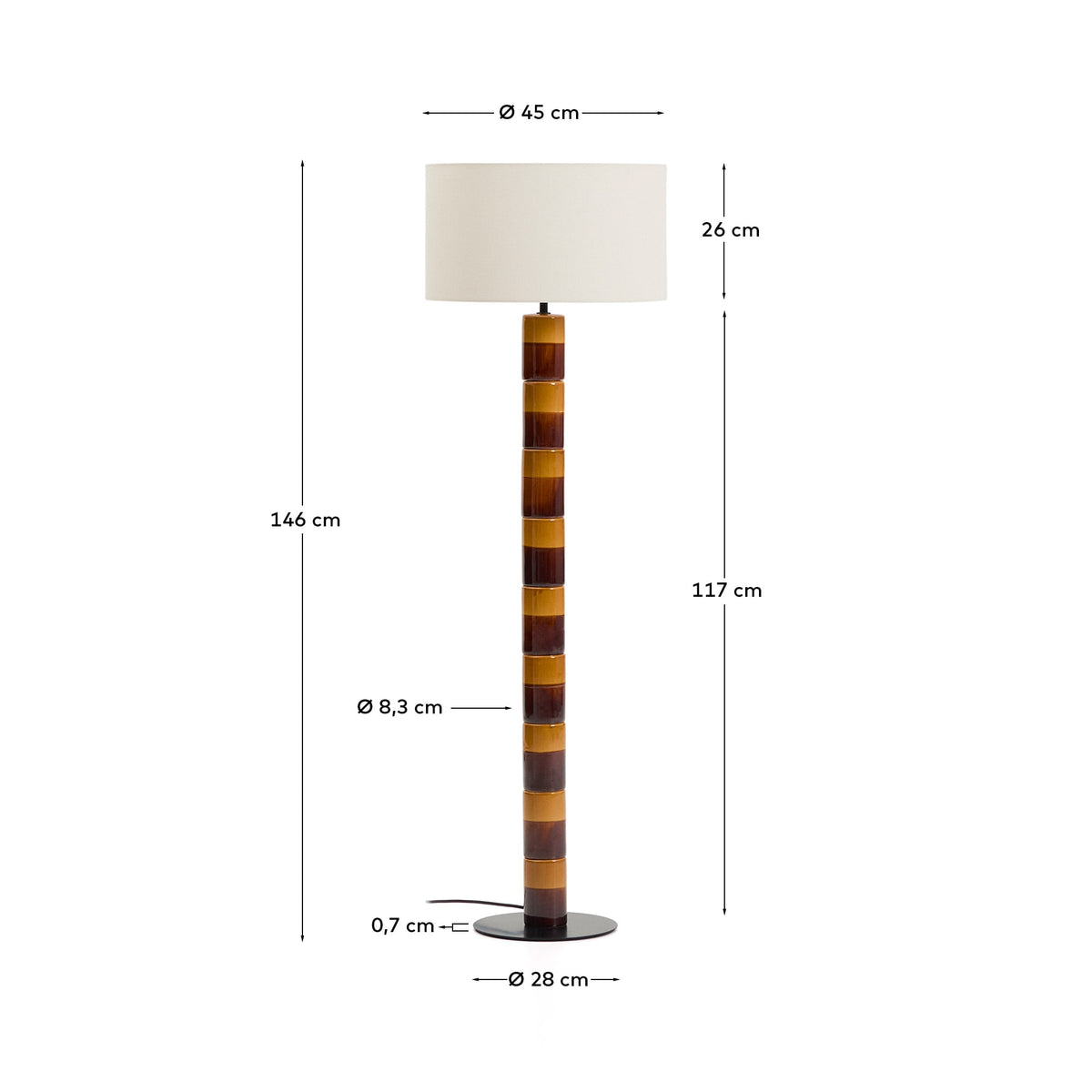 Japandi Stehlampe Mavran – Keramik, Braun – weitere Ansicht