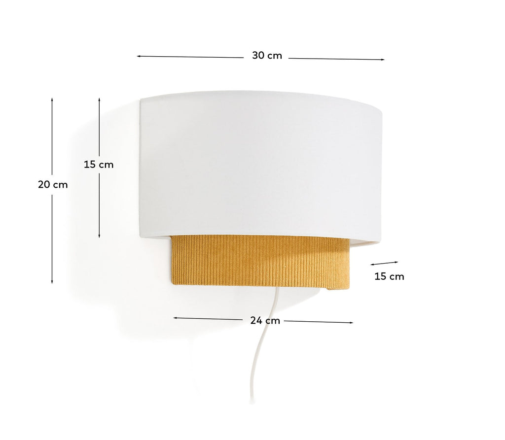 Japandi Wandleuchte Bianella – Cord, Senfgelb, Ø 40 cm – weitere Ansicht