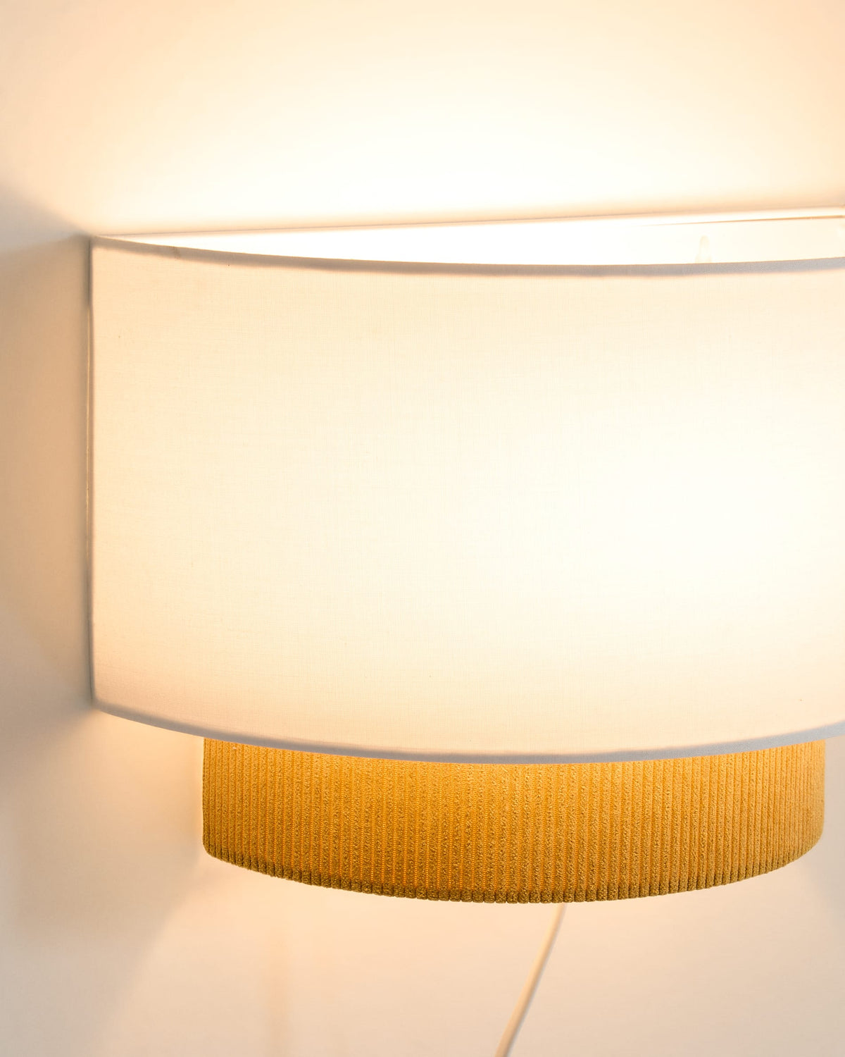 Japandi Wandleuchte Bianella – Cord, Senfgelb, Ø 40 cm – weitere Ansicht