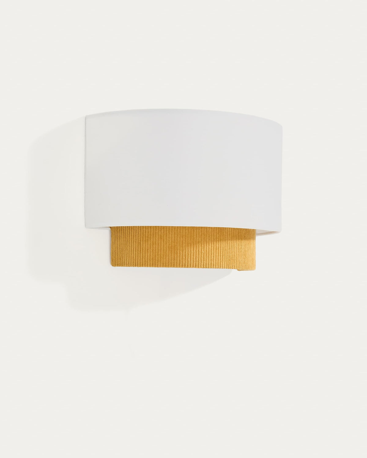 Japandi Wandleuchte Bianella – Cord, Senfgelb, Ø 40 cm – Produktansicht