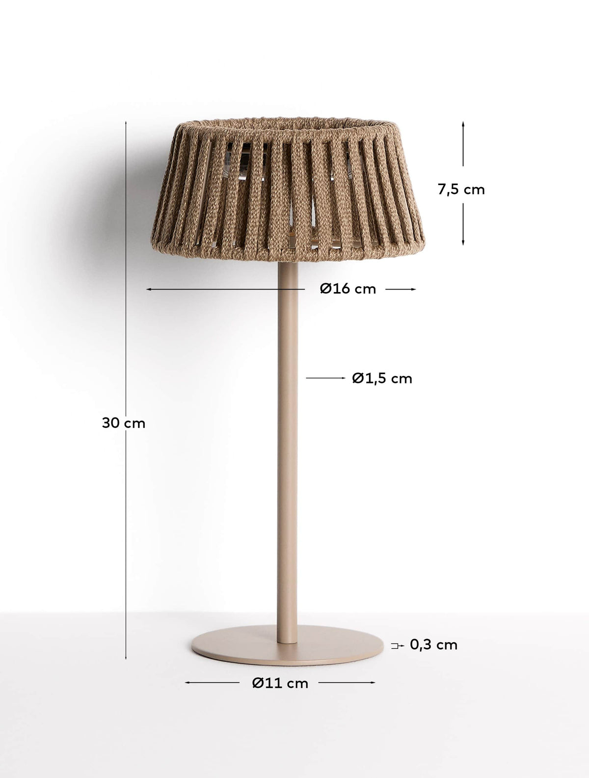 Japandi Solar-Tischlampe Aldet – Outdoor, Seil, Beige – weitere Ansicht