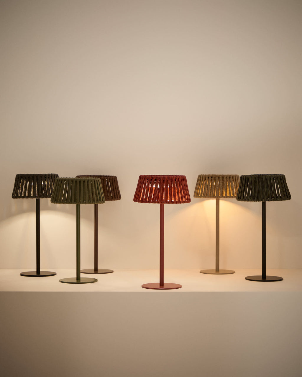Japandi Solar-Tischlampe Aldet – Outdoor, Seil, Beige – weitere Ansicht