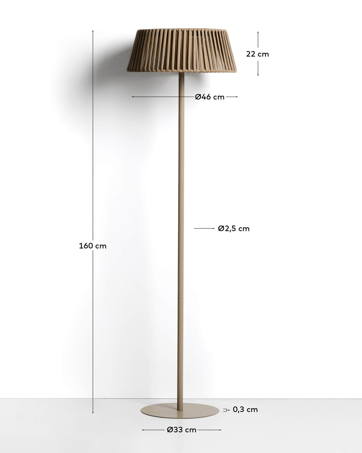 Japandi Solar-Stehlampe Aldet – Outdoor, Seil, Beige, Ø 46 cm – weitere Ansicht