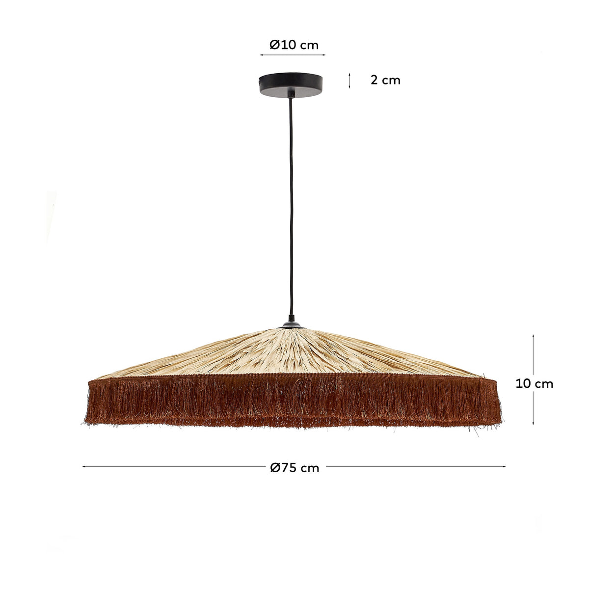 Japandi Pendelleuchte Pollensa – Rattan, Natur, Ø 75 cm – weitere Ansicht