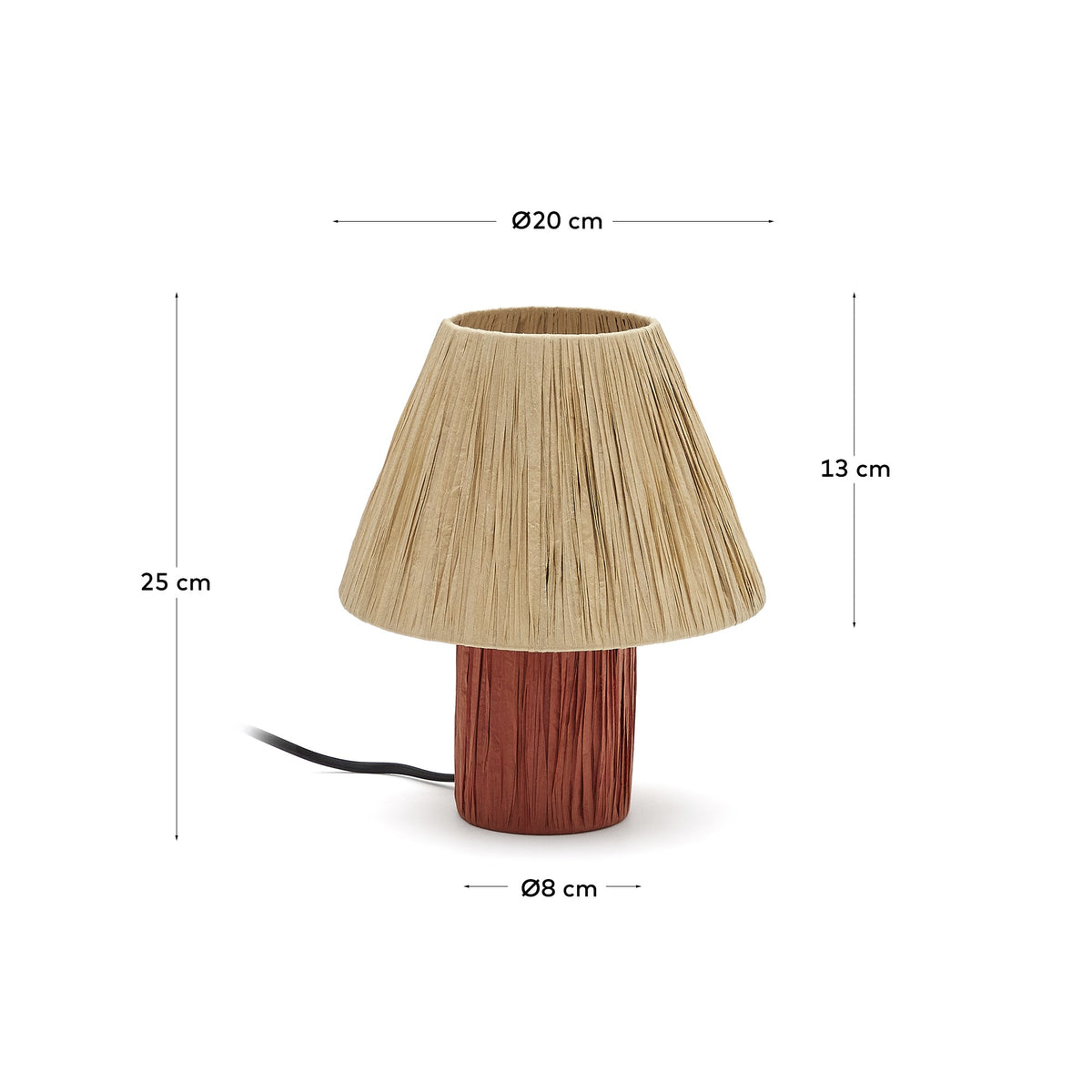 Japandi Tischlampe Pulmi – Rattan, Terrakotta – weitere Ansicht