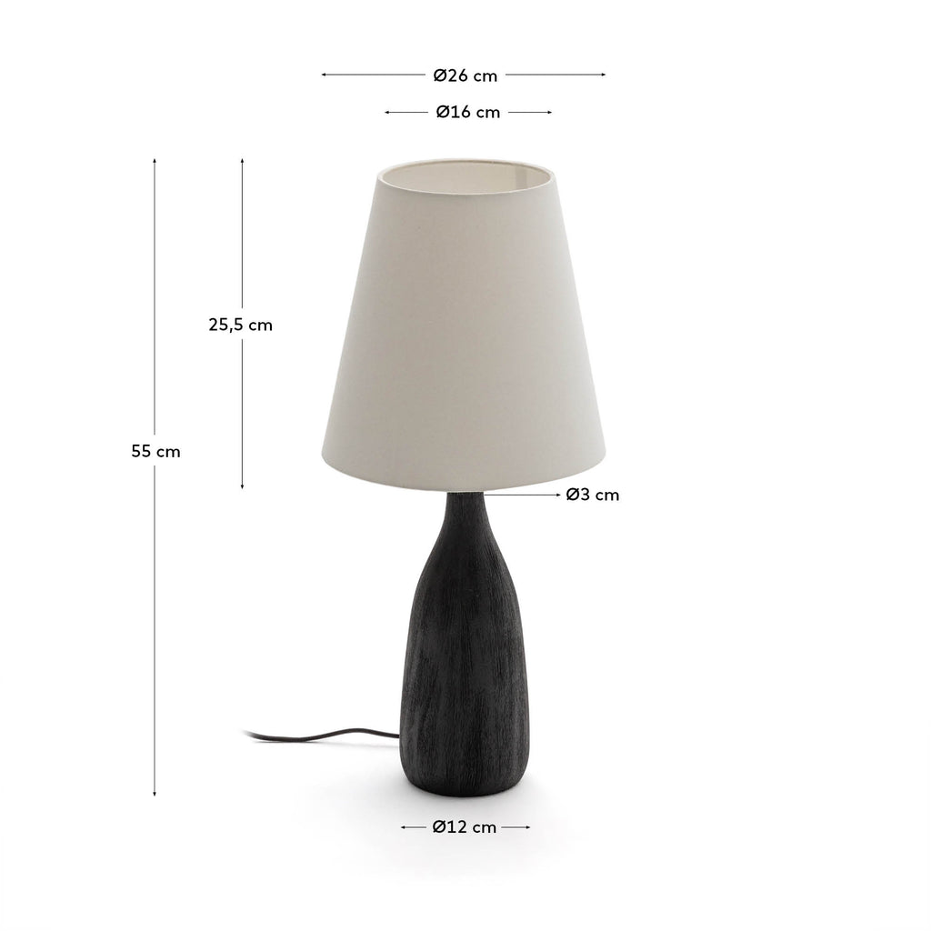 Japandi Tischlampe Luvia – Mango, Schwarz – weitere Ansicht