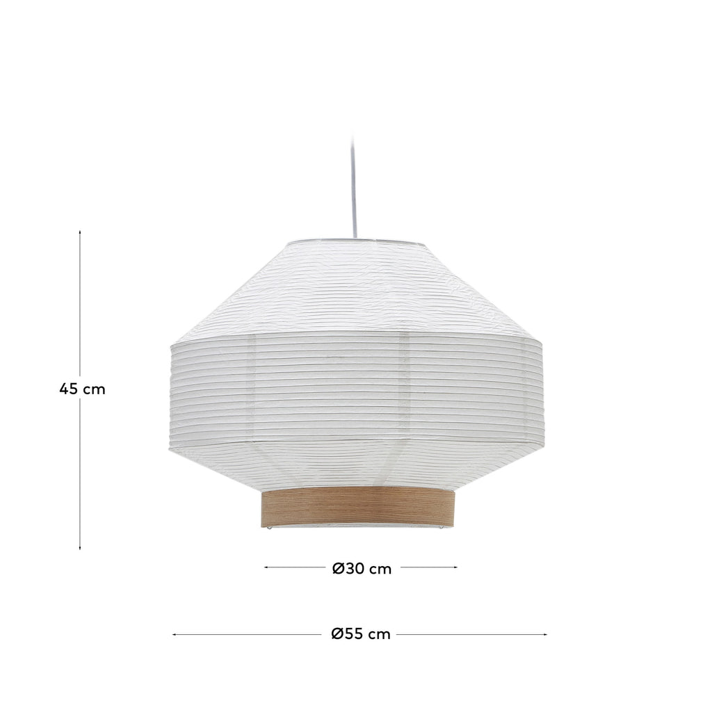 Japandi Lampenschirm Hila – Papier, Weiß, Ø 30 cm – weitere Ansicht