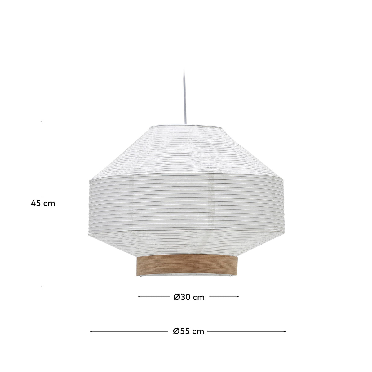 Japandi Lampenschirm Hila – Papier, Weiß, Ø 30 cm – weitere Ansicht