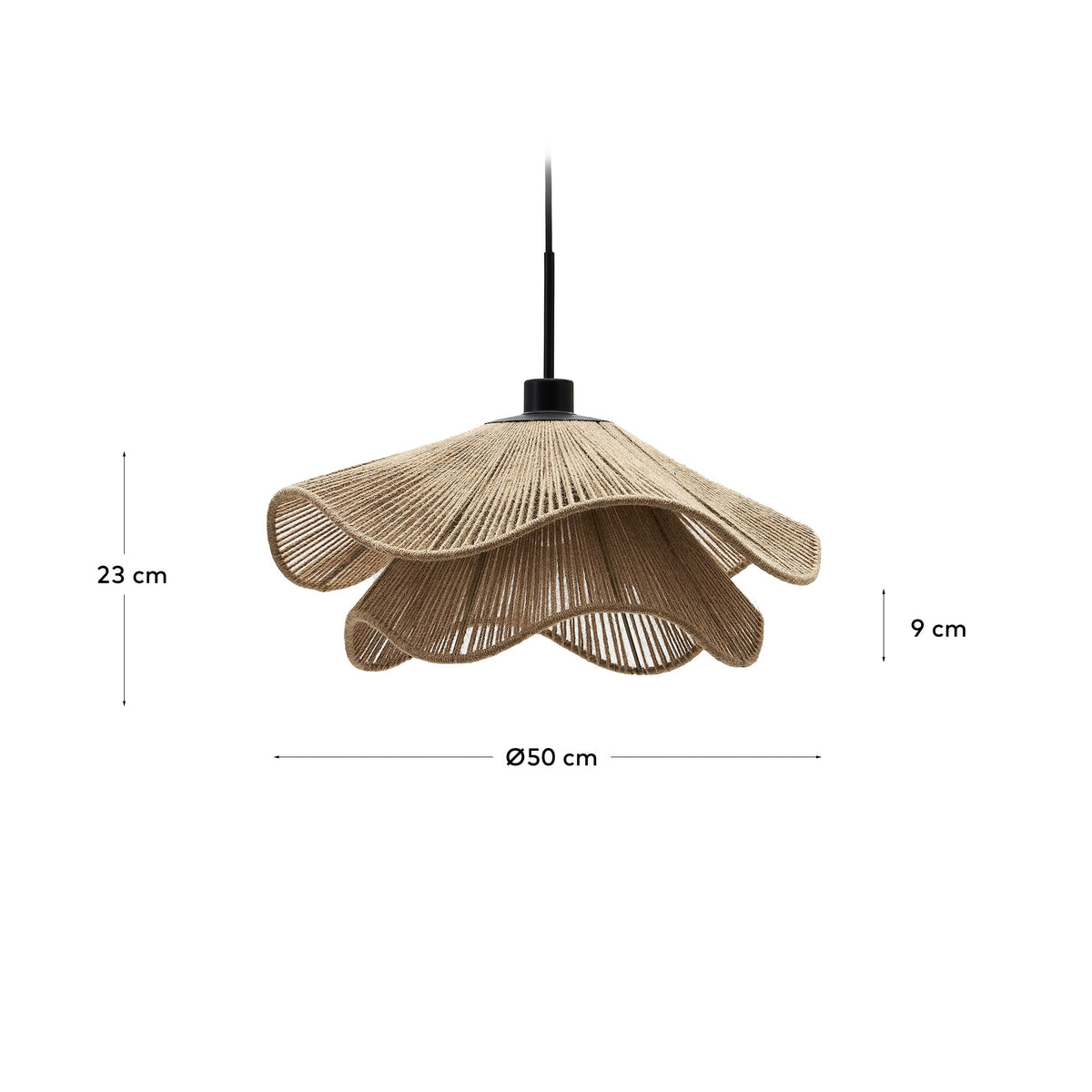 Japandi Lampenschirm Pontos – Jute, Natur, Ø 50 cm – weitere Ansicht