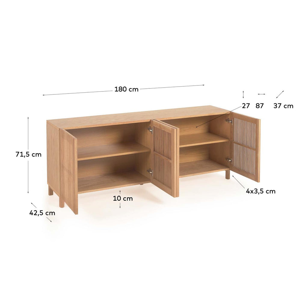 Japandi Sideboard Beyla – Eichenfurnier, Braun, 180 × 71,5 cm – weitere Ansicht