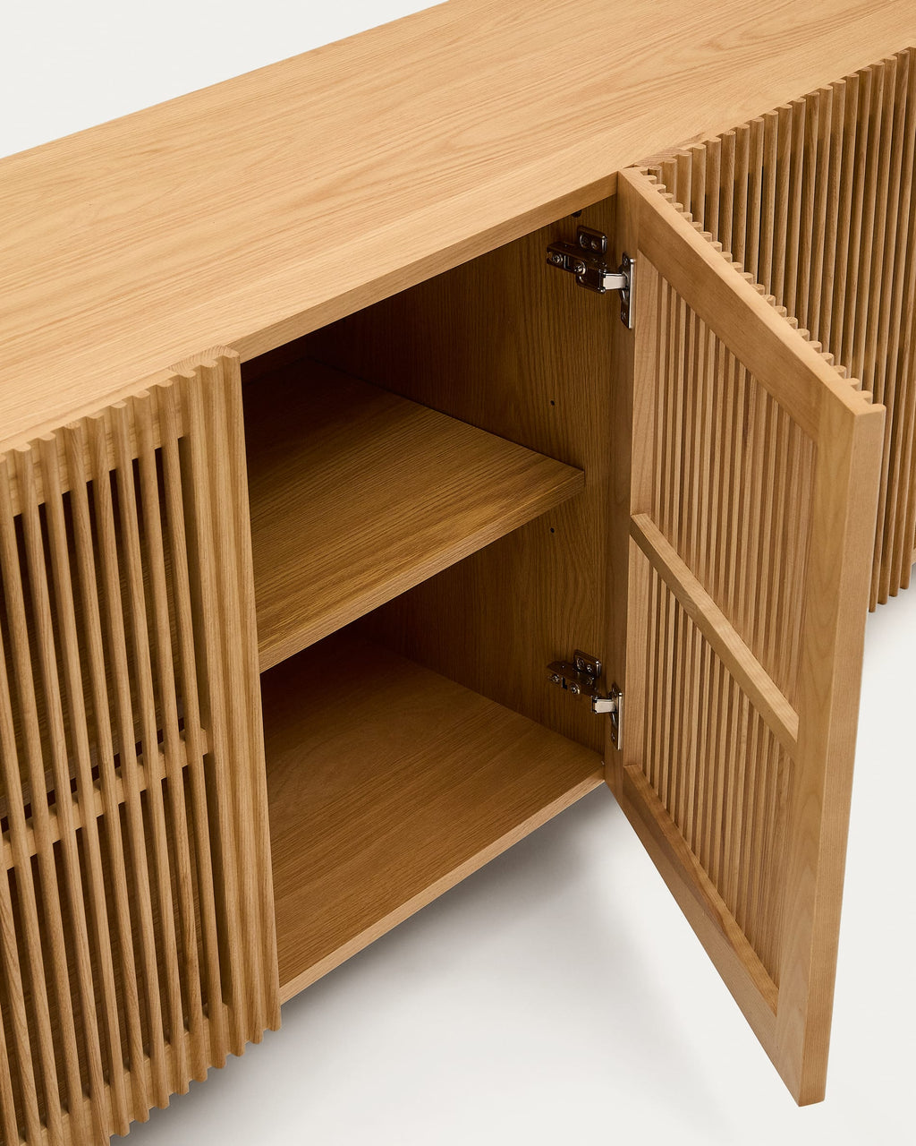 Japandi Sideboard Beyla – Eichenfurnier, Braun, 180 × 71,5 cm – weitere Ansicht