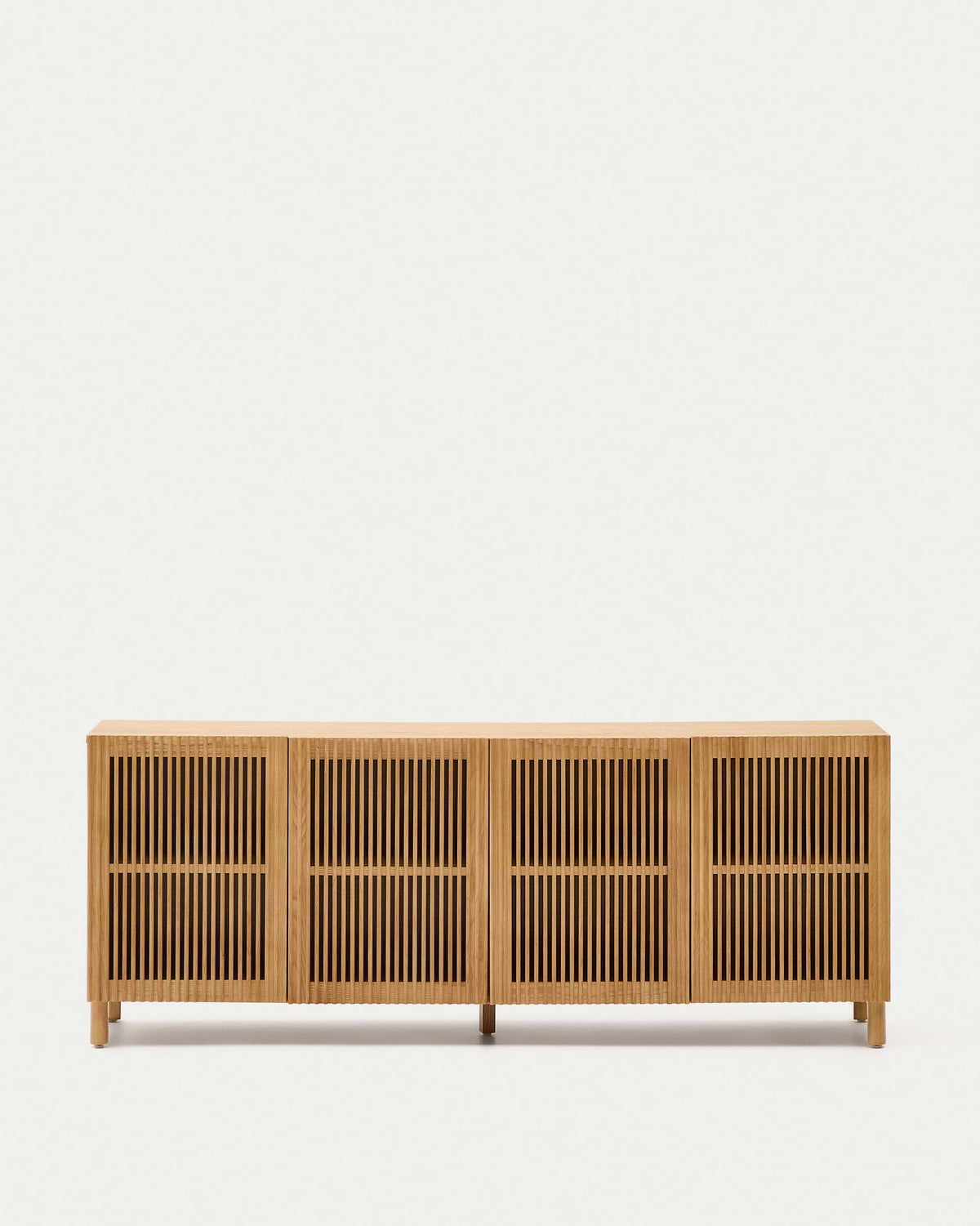 Japandi Sideboard Beyla – Eichenfurnier, Braun, 180 × 71,5 cm – Produktansicht