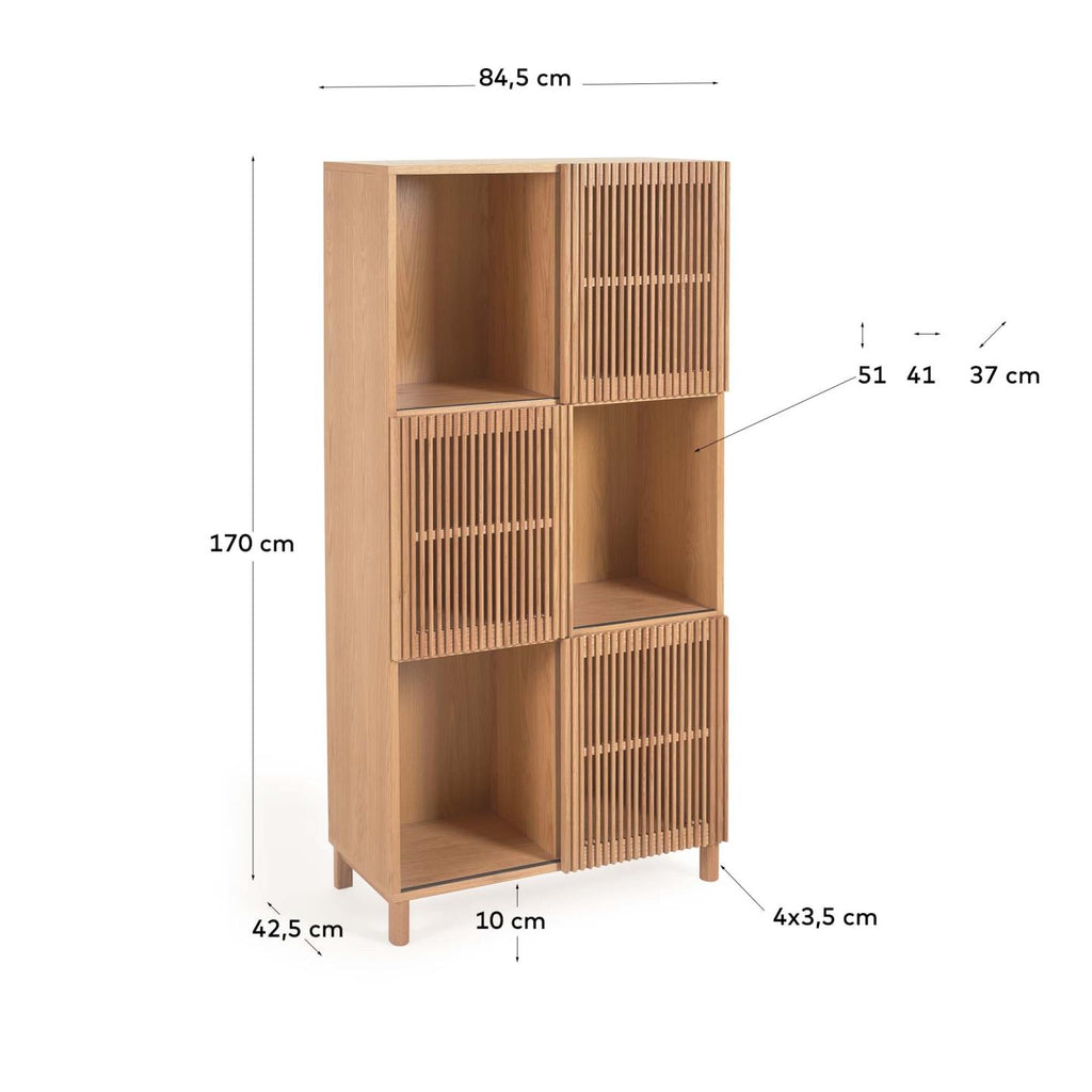 Japandi Regal Beyla – Eichenfurnier, Braun, 84,5 × 170 cm – weitere Ansicht