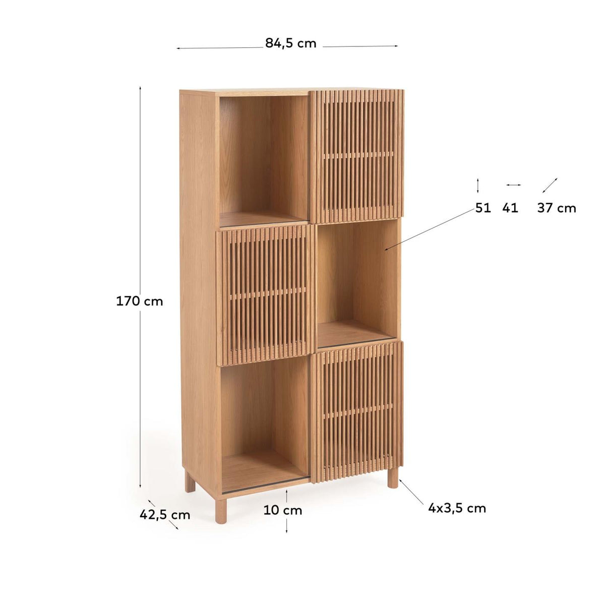 Japandi Regal Beyla – Eichenfurnier, Braun, 84,5 × 170 cm – weitere Ansicht