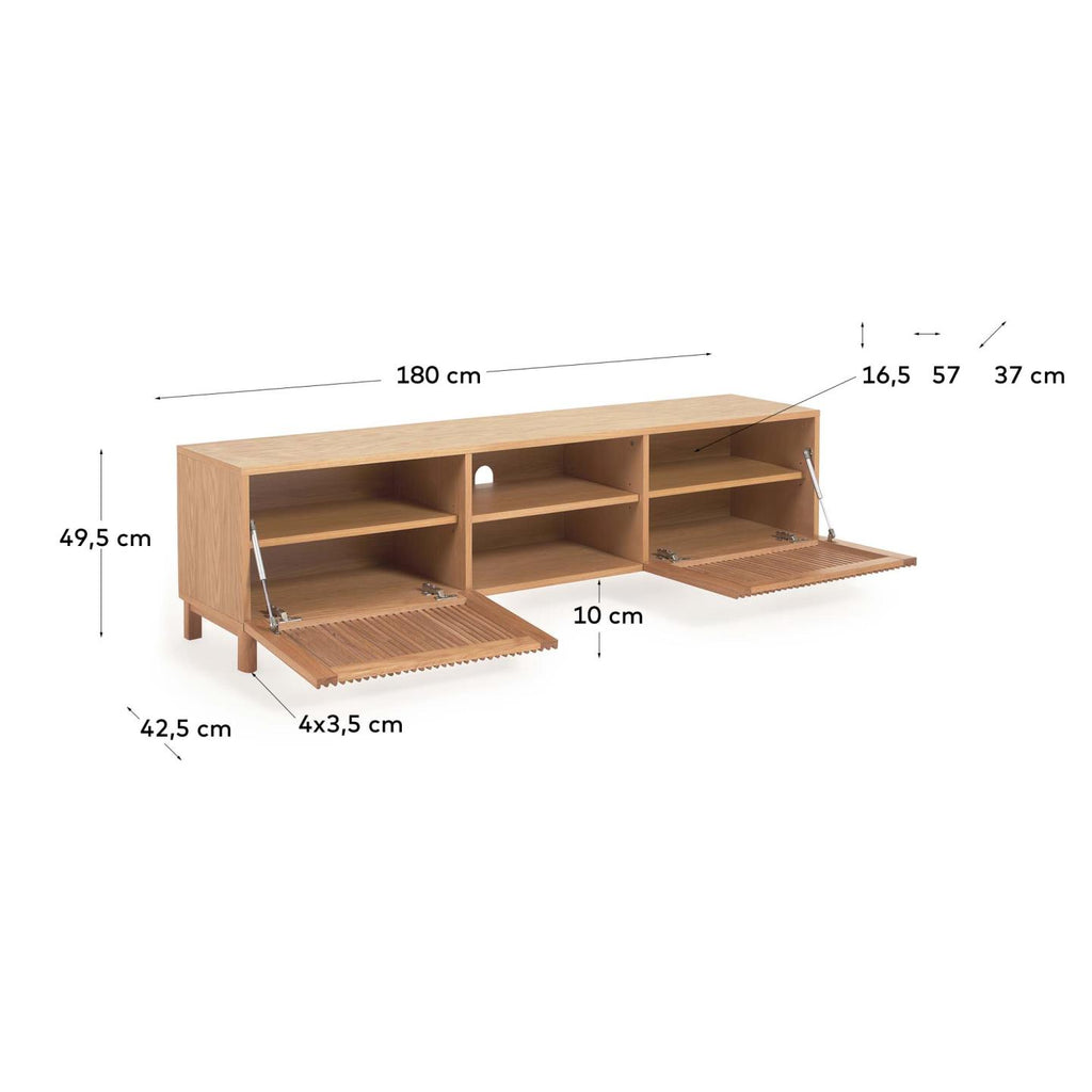 Japandi TV-Möbel Beyla – Eichenfurnier, Braun, 180 × 49,5 cm – weitere Ansicht