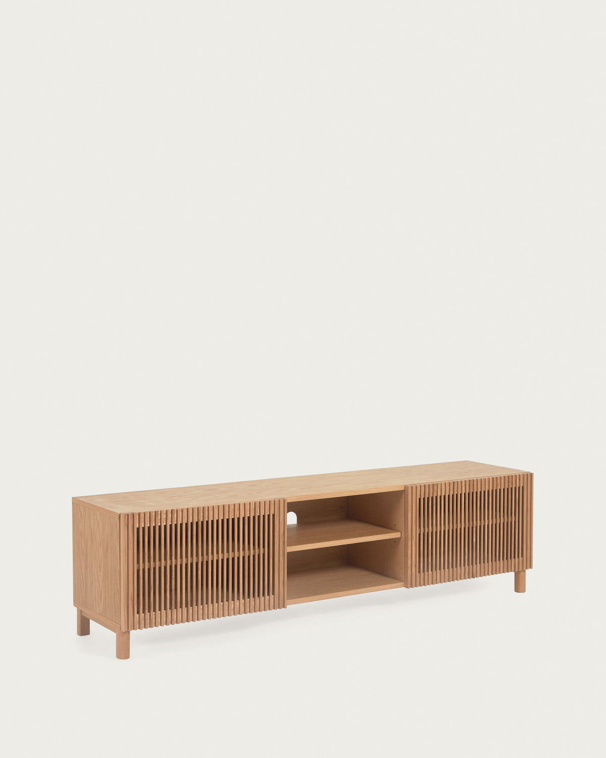 Japandi TV-Möbel Beyla – Eichenfurnier, Braun, 180 × 49,5 cm – Produktansicht