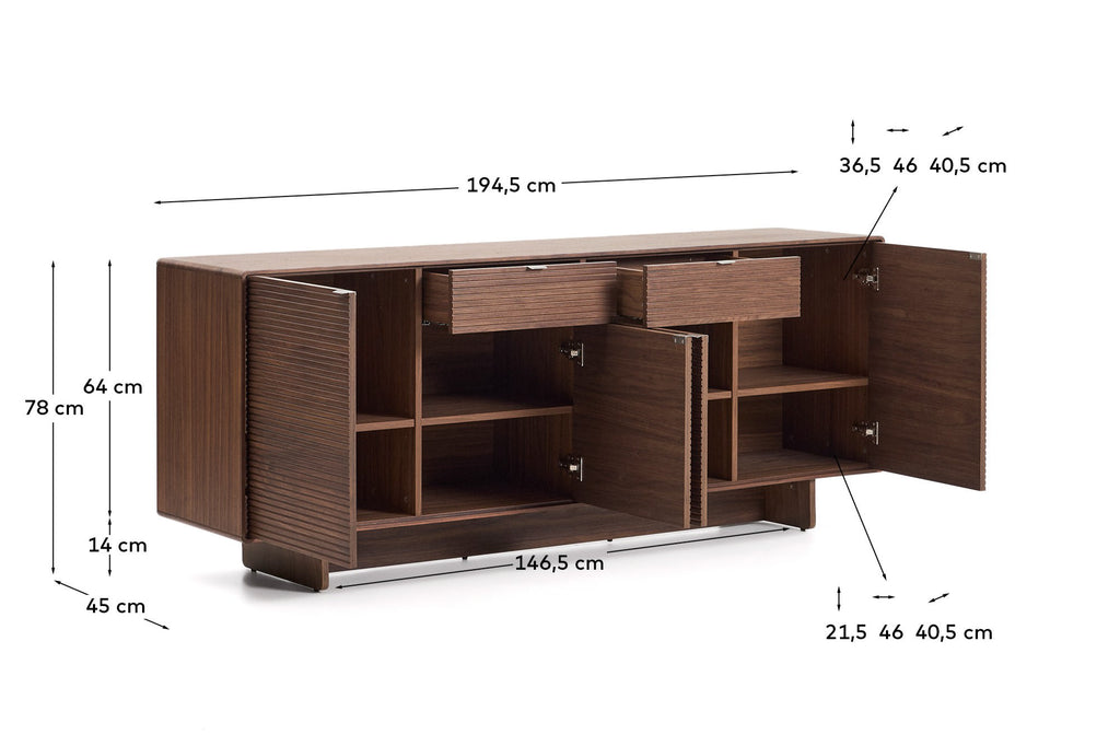 Japandi Highboard Norlen – Holzwerkstoff, Dunkelbraun, 194,5 × 78 cm – weitere Ansicht