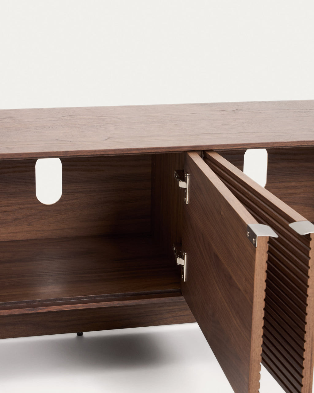 Japandi TV-Möbel Norlen – Holzwerkstoff, Dunkelbraun, 200 × 46 cm – weitere Ansicht