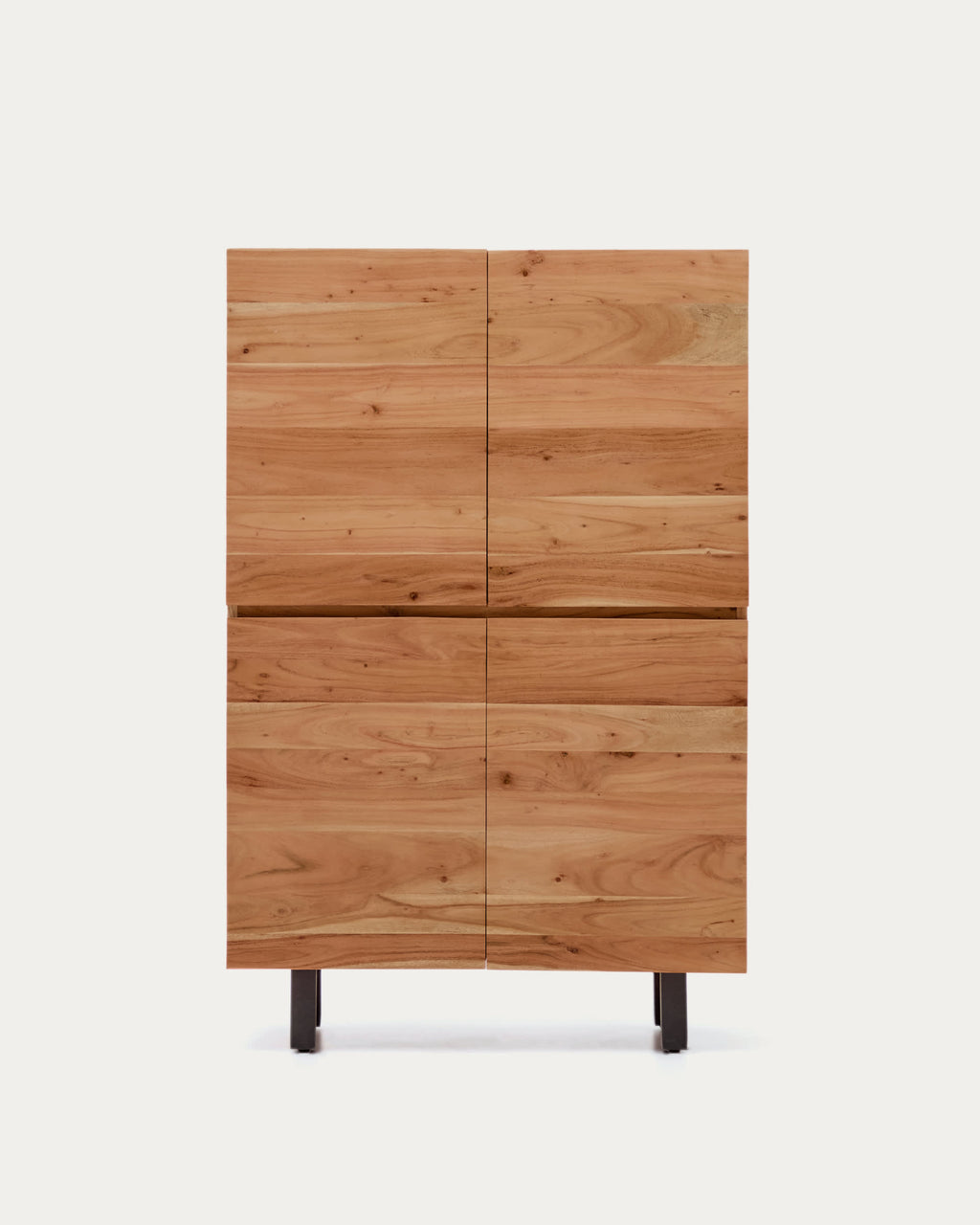 Japandi Highboard Uxue – Akazie, Schwarz, 100 × 155 cm – Produktansicht