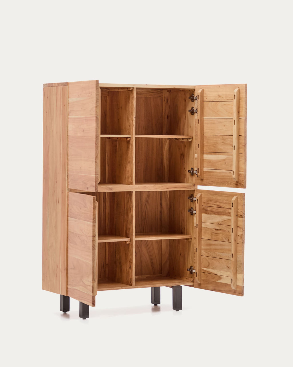 Japandi Highboard Uxue – Akazie, Schwarz, 100 × 155 cm – weitere Ansicht