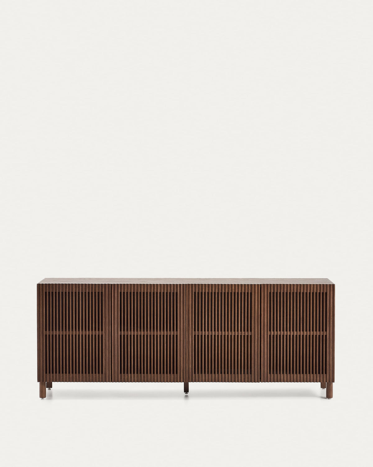 Japandi Sideboard Beyla – Eschenfurnier, Nussbaum, 180 × 71,5 cm – Produktansicht