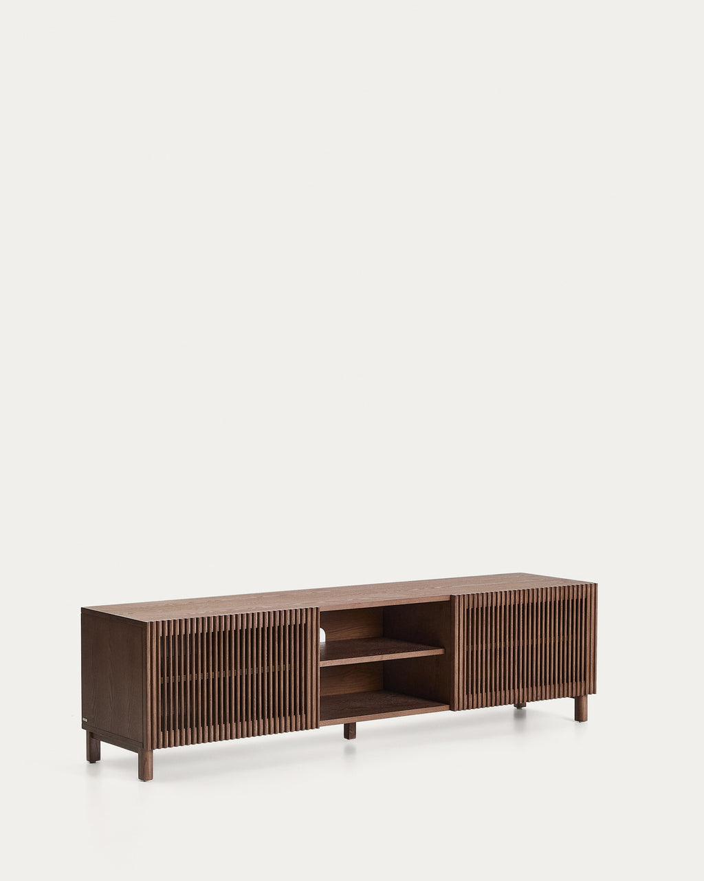 Japandi TV-Möbel Beyla – Eschenfurnier, Nussbaum, 180 × 49,5 cm – Produktansicht