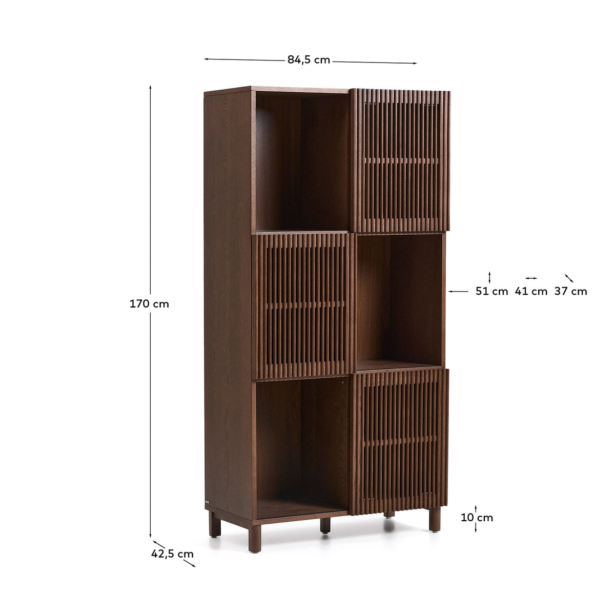 Japandi Regal Beyla – Holzwerkstoff, Nussbaum, 84,5 × 170 cm – weitere Ansicht