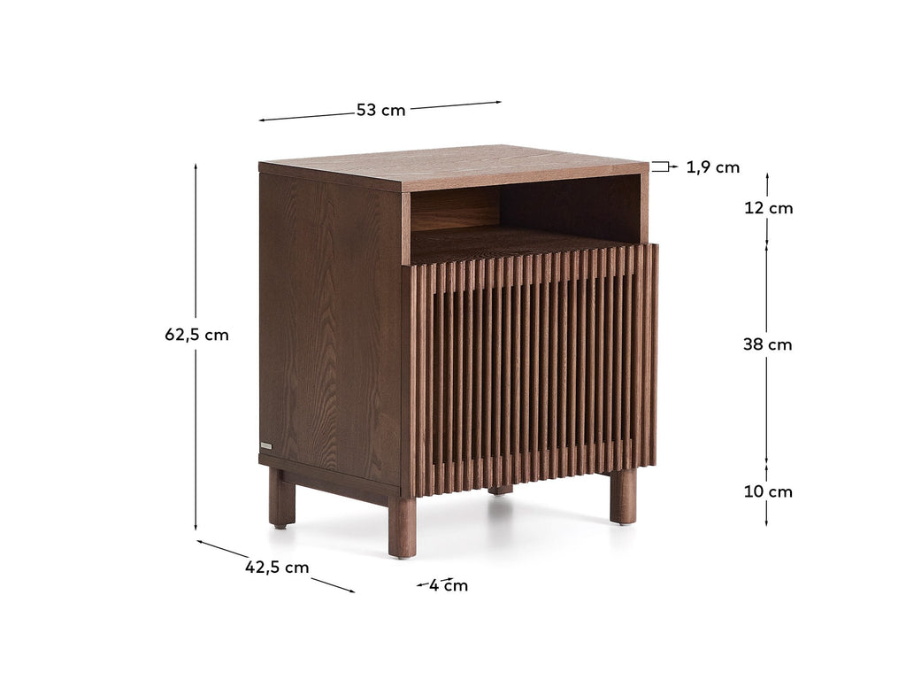 Japandi Nachttisch Beyla – Holzwerkstoff, Nussbaum, 53 × 62,5 cm – weitere Ansicht