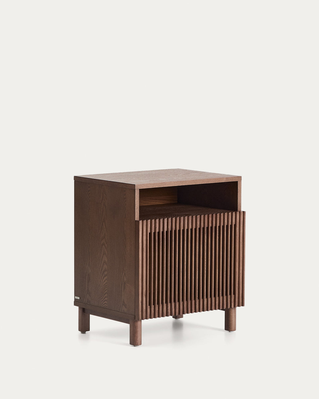Japandi Nachttisch Beyla – Holzwerkstoff, Nussbaum, 53 × 62,5 cm – Produktansicht