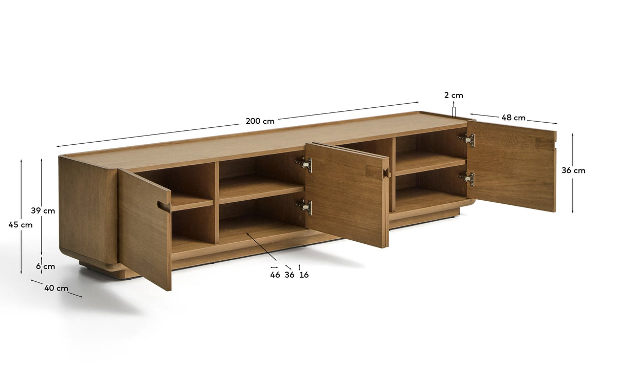 Japandi TV-Möbel Arelida – Eiche, Hellbraun, 200 × 44 cm – weitere Ansicht