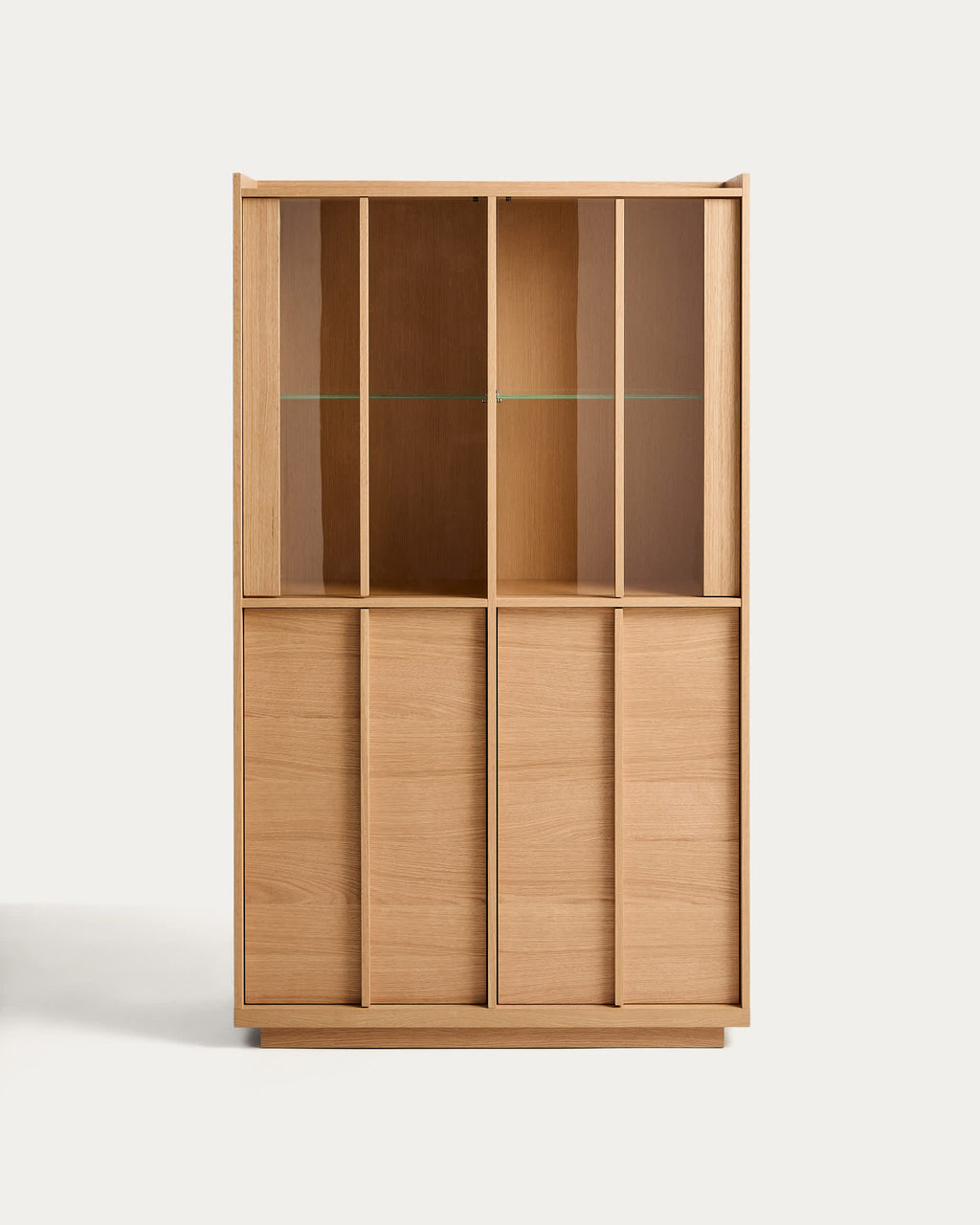 Japandi Vitrine Onix – Eichenfurnier, Natur, 100 × 170 cm – Produktansicht
