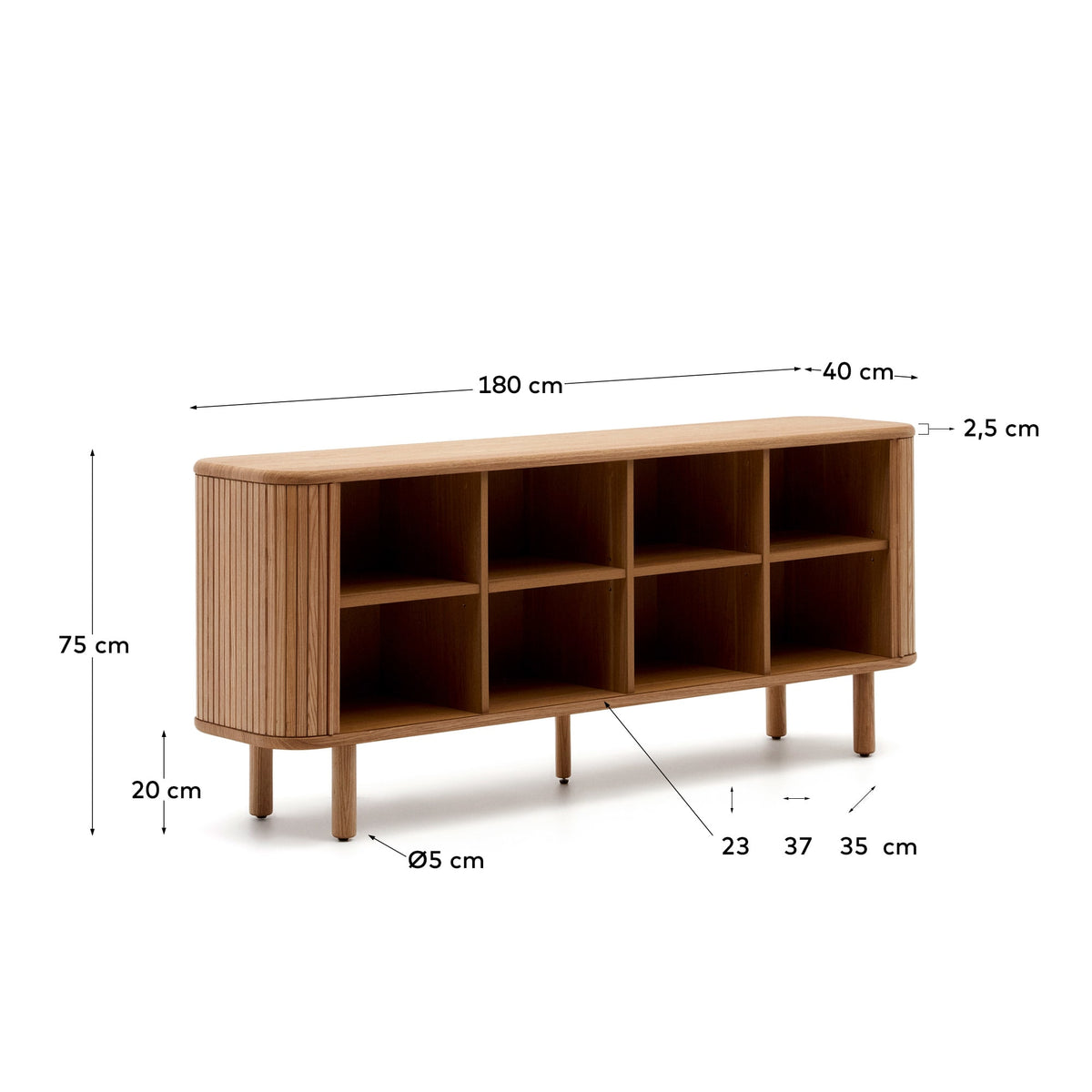Japandi Sideboard Mailen – Eschenfurnier, Natur, 180 × 75 cm – weitere Ansicht