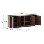 Japandi Sideboard Onix – Walnussfurnier, Dunkelbraun, 200 × 80 cm – weitere Ansicht