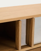 Japandi TV-Möbel Helvine – Eichenfurnier, Natur, 200 × 54 cm – weitere Ansicht