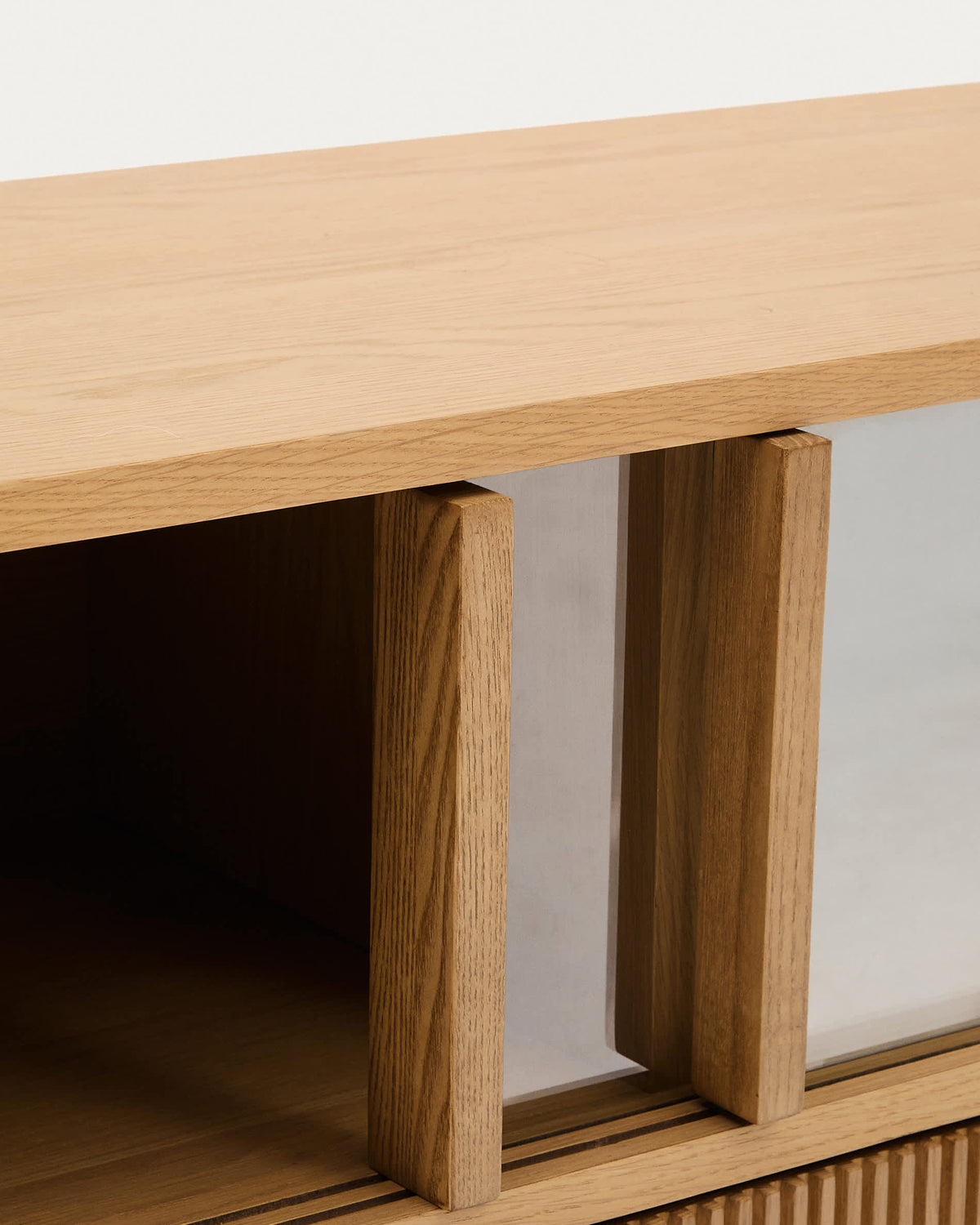 Japandi TV-Möbel Helvine – Eichenfurnier, Natur, 200 × 54 cm – weitere Ansicht