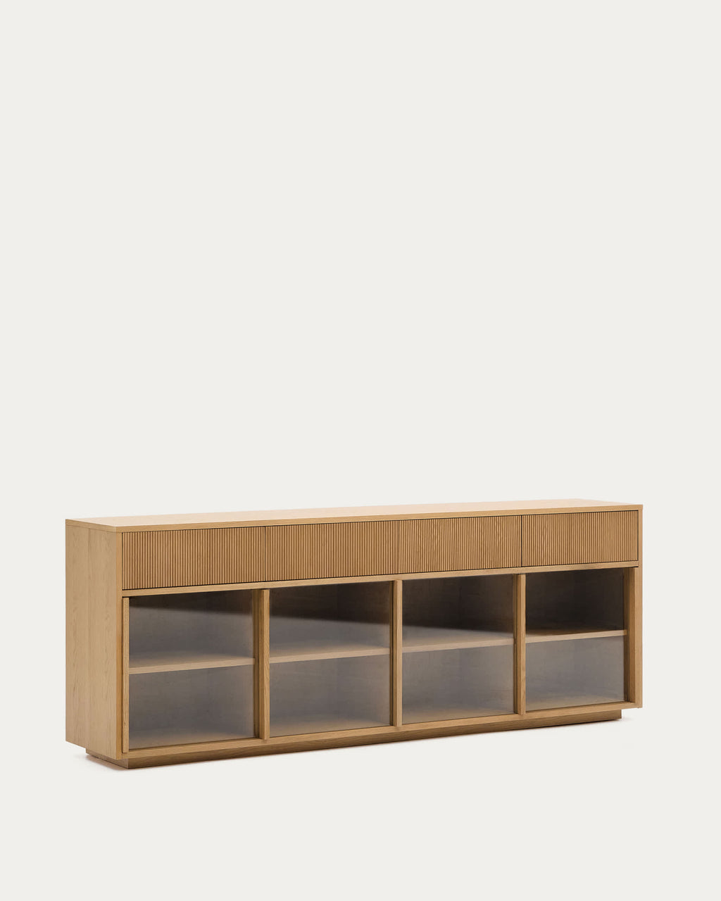 Japandi Sideboard Helvine – Eichenfurnier, Natur, 200 × 80 cm – weitere Ansicht